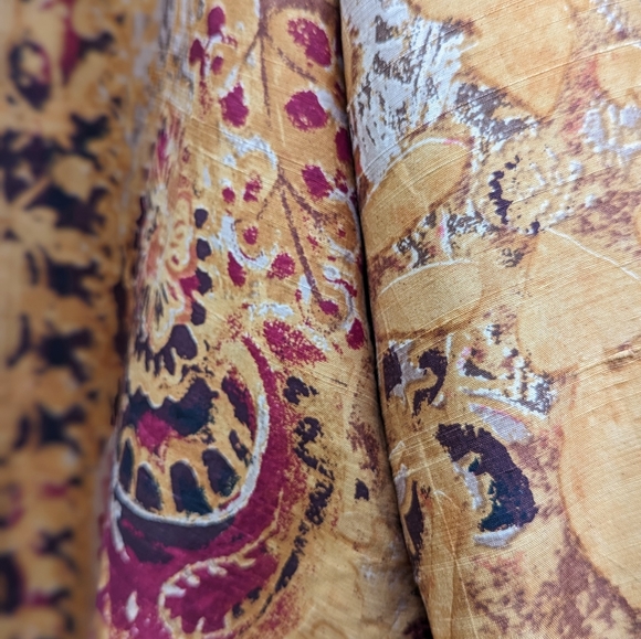 Chico's Gold & Maroon Paisley 100% Silk Jacket Blazer Women's Size 3 - Picture 5 of 7